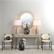 J&D Designs Kain 2-Drawer Faux Leather & Iron Console Table in Cream/Champagne