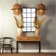 J&D Designs Logan 3-Drawer Transitional Wood & Iron Console Table in Brown/Black
