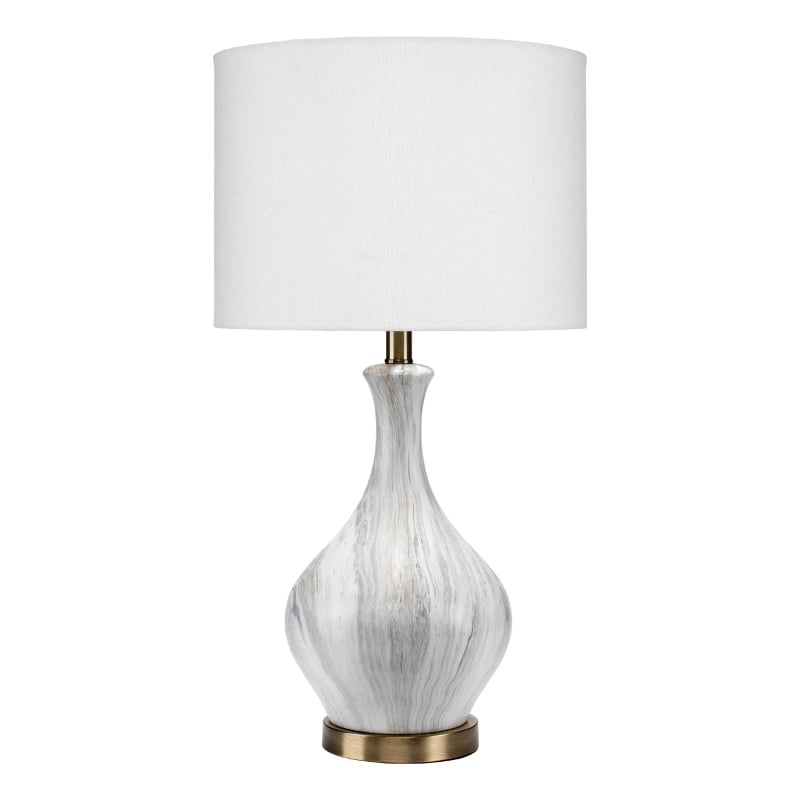 J&D Designs Mila Transitional Ceramic & Linen Table Lamp in Gray/White