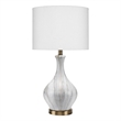 J&D Designs Mila Transitional Ceramic & Linen Table Lamp in Gray/White