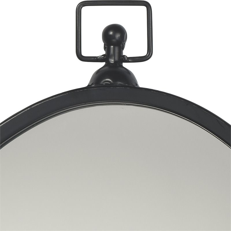 J&D Designs Wade Farmhouse Metal Beveled Mirror with Narrow Oval Frame in Black