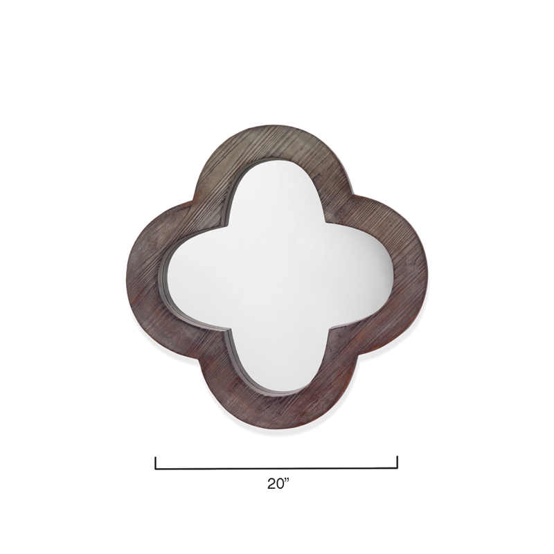 J&D Designs Transitional Wood Clover Simple and Elegant Mirror in Dark Brown