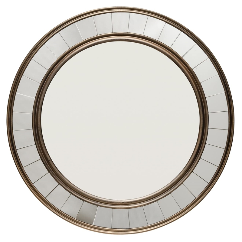 J&D Designs Coltrane Transitional Wood and Glass Mirror in Antique Bronze Finish