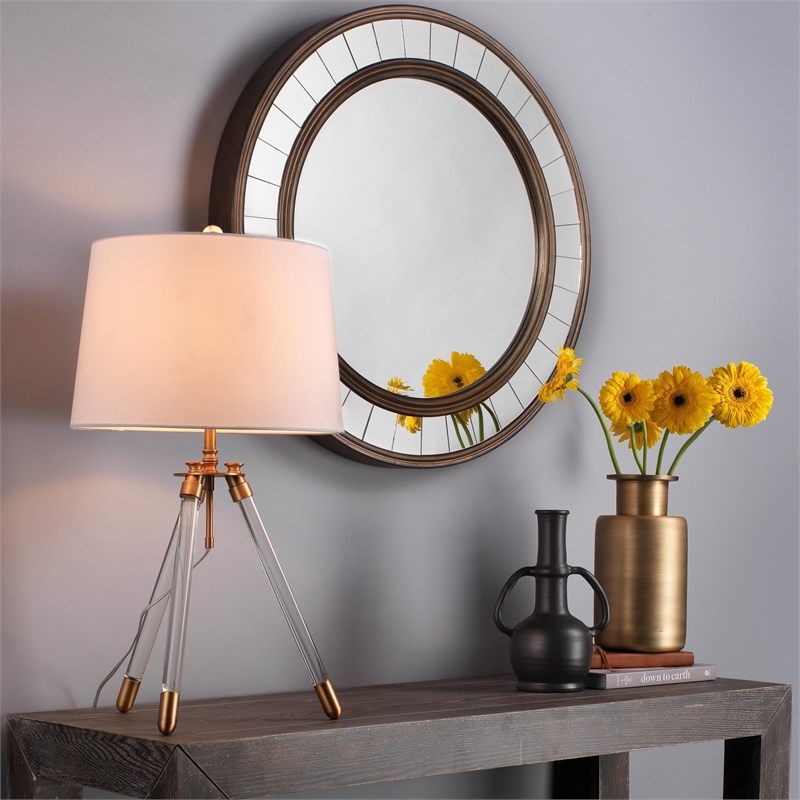 J&D Designs Coltrane Transitional Wood and Glass Mirror in Antique Bronze Finish