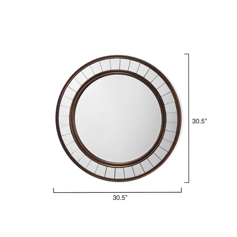 J&D Designs Coltrane Transitional Wood and Glass Mirror in Antique Bronze Finish