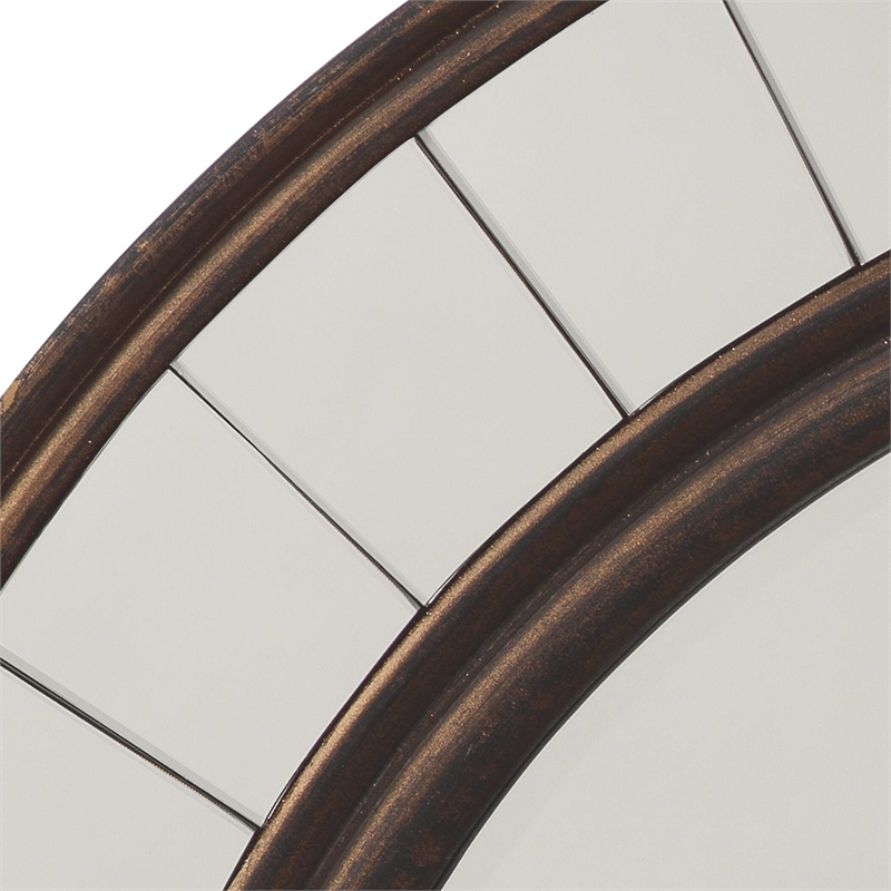 J&D Designs Coltrane Transitional Wood and Glass Mirror in Antique Bronze Finish