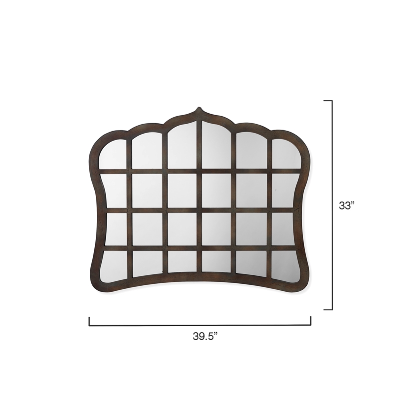 J&D Designs Wood Elegant and Rustic Window Mirror in Antique Dark Brown