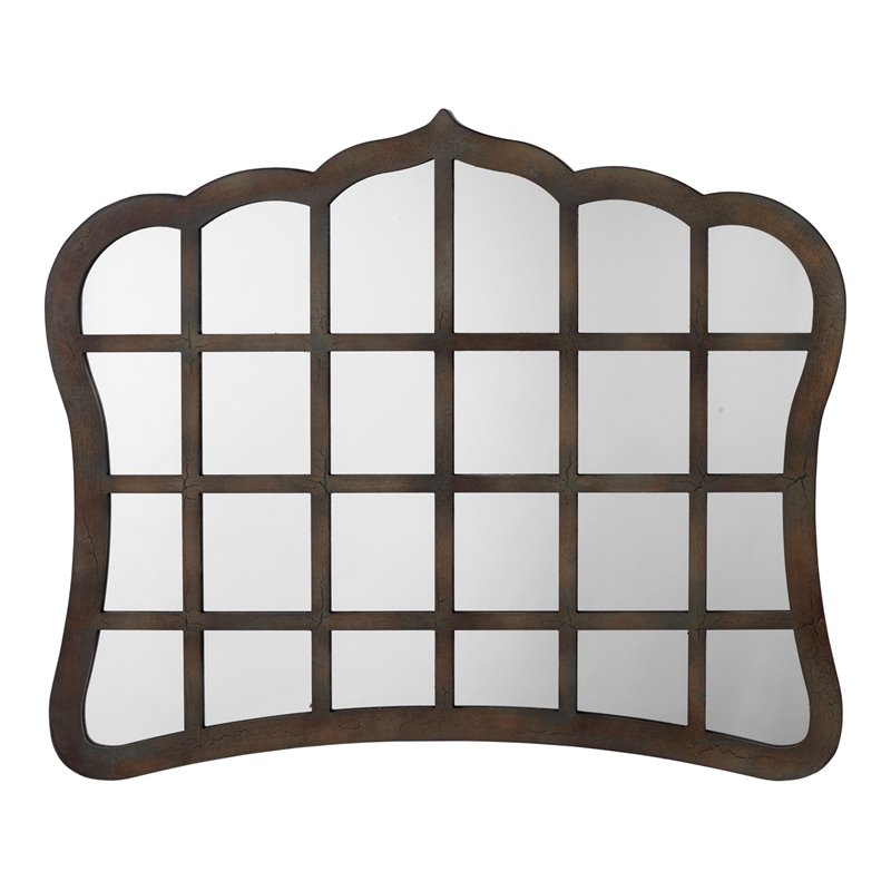 J&D Designs Wood Elegant and Rustic Window Mirror in Antique Dark Brown