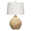 J&D Designs Cape 1-Light Rattan & Linen Table Lamp in Natural/White