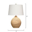 J&D Designs Cape 1-Light Rattan & Linen Table Lamp in Natural/White