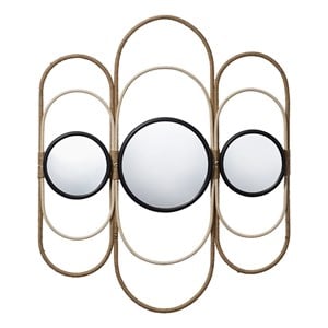 J&D Designs Milo Round Metal & Rope Decorative Mirror in Natural/Black