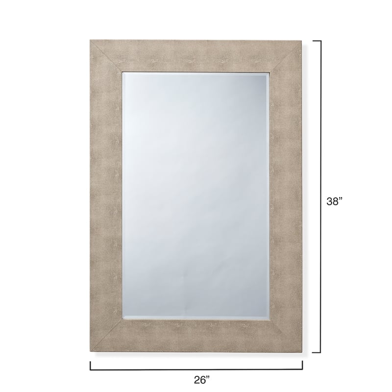J&D Designs Structure Transitional Faux Shagreen Vinyl/Glass Mirror in Ivory
