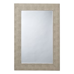 J&D Designs Structure Transitional Faux Shagreen Vinyl/Glass Mirror in Ivory