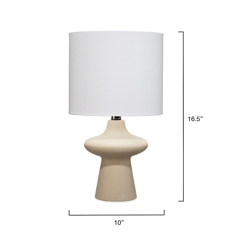 J&D Designs Oliver 1-Light Modern Ceramic & Linen Table Lamp in Beige/White