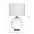 J&D Designs Satellite 1-Light Metal & Linen Table Lamp in Antique Brass/White