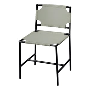 J&D Designs Co Asher 18&quot Transitional Leather Dining Chair in Gray/Black