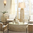 J&D Designs Co Barbados Oval Coastal Rattan & Glass Coffee Table in Natural