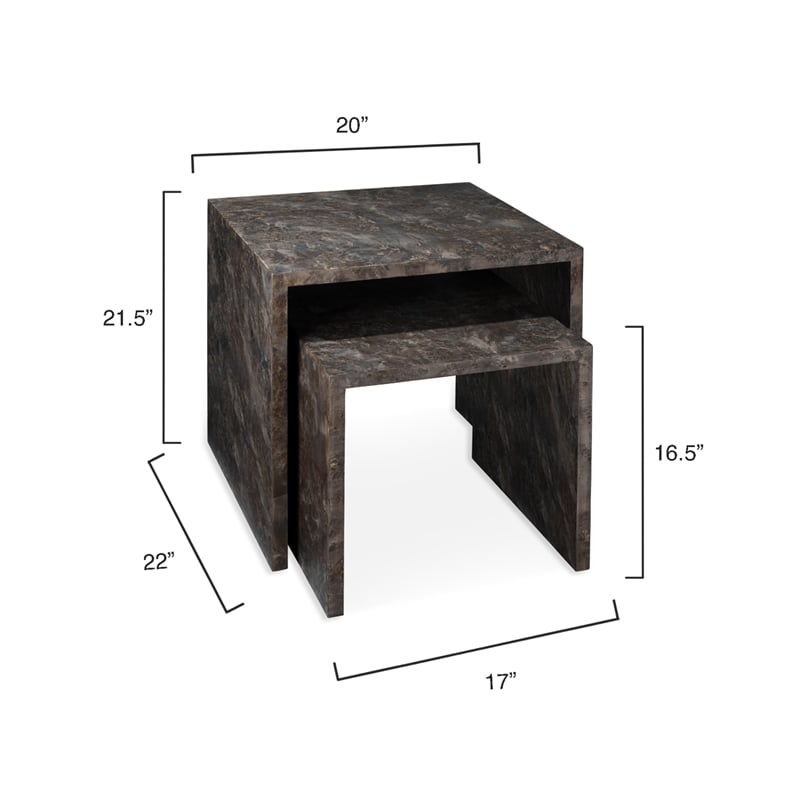 J&D Designs Co Bedford Traditional Wood Nesting Tables in Charcoal (Set of 2)