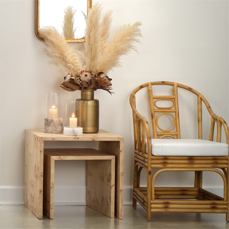 J&D Designs Co Bedford Traditional Wood Nesting Tables in Natural (Set of 2)
