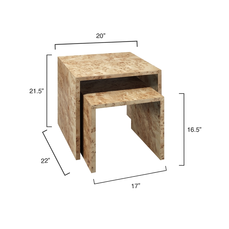 J&D Designs Co Bedford Traditional Wood Nesting Tables in Natural (Set of 2)