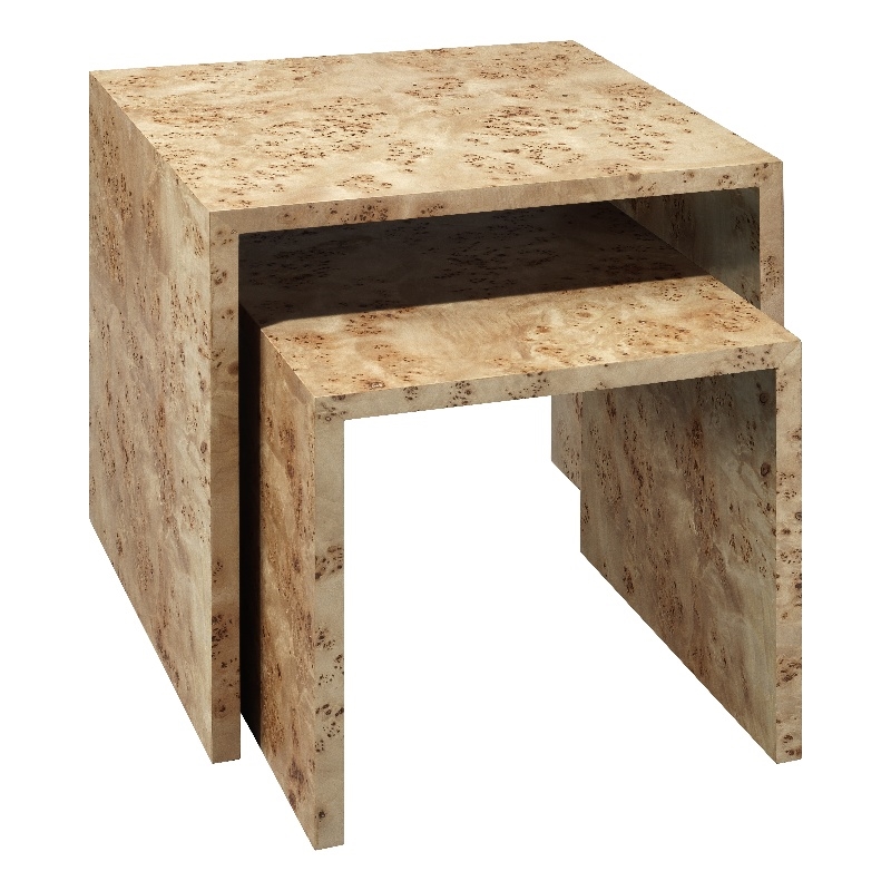 J&D Designs Co Bedford Traditional Wood Nesting Tables in Natural (Set of 2)