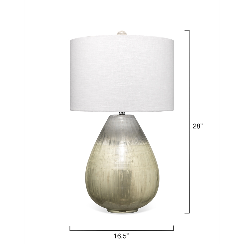 J&D Designs Co Damsel 1-Light Glass & Linen Table Lamp in Silver/Off White