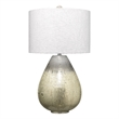J&D Designs Co Damsel 1-Light Glass & Linen Table Lamp in Silver/Off White