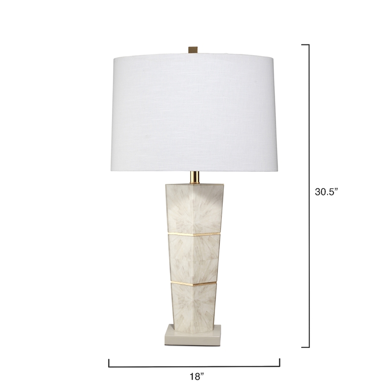 j&d designs co spectacle 1-light wood & linen table lamp in gray/white
