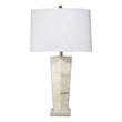 J&D Designs Co Spectacle 1-Light Wood & Linen Table Lamp in Gray/White