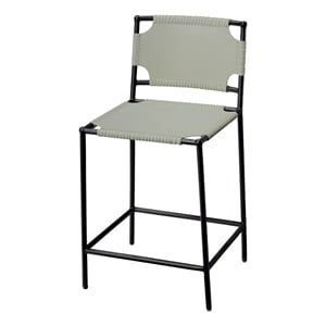J&D Designs Co Asher 24&quot Transitional Leather Counter Stool in Gray/Black