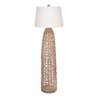 J&D Designs Co Kauai 2-Light Coastal Rattan & Linen Floor Lamp in Natural/White
