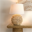 J&D Designs Co Maui 1-Light Coastal Rattan & Linen Table Lamp in Natural/White