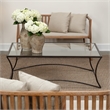 J&D Designs Co Kai Transitional Metal & Glass Coffee Table in Black/Clear