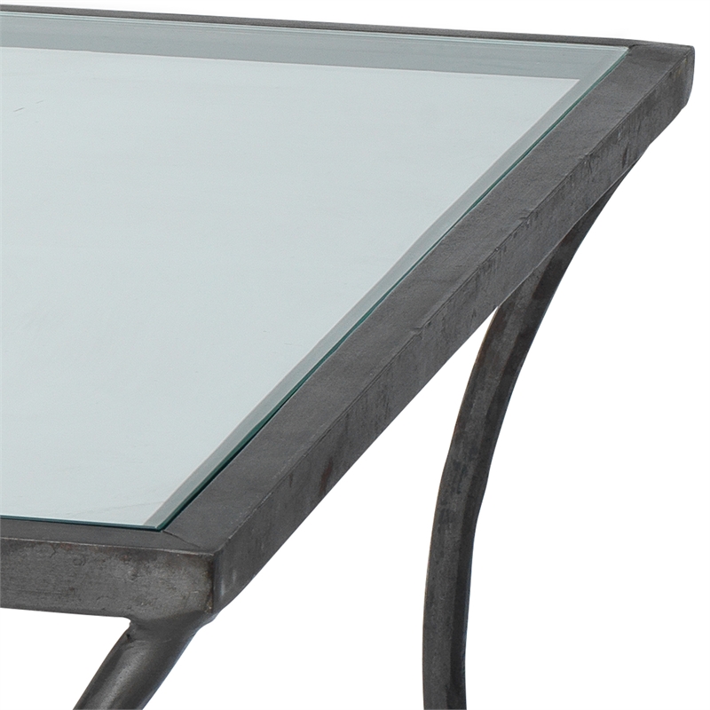 J&D Designs Co Kai Transitional Metal & Glass Coffee Table in Black/Clear