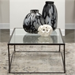 J&D Designs Co Kai Transitional Metal & Glass Coffee Table in Black/Clear