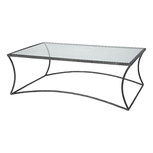 J&D Designs Co Kai Transitional Metal & Glass Coffee Table in Black/Clear