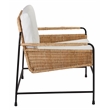 J&D Designs Co Palermo Rattan & Steel Lounge Chair in Natural/Black/Off White