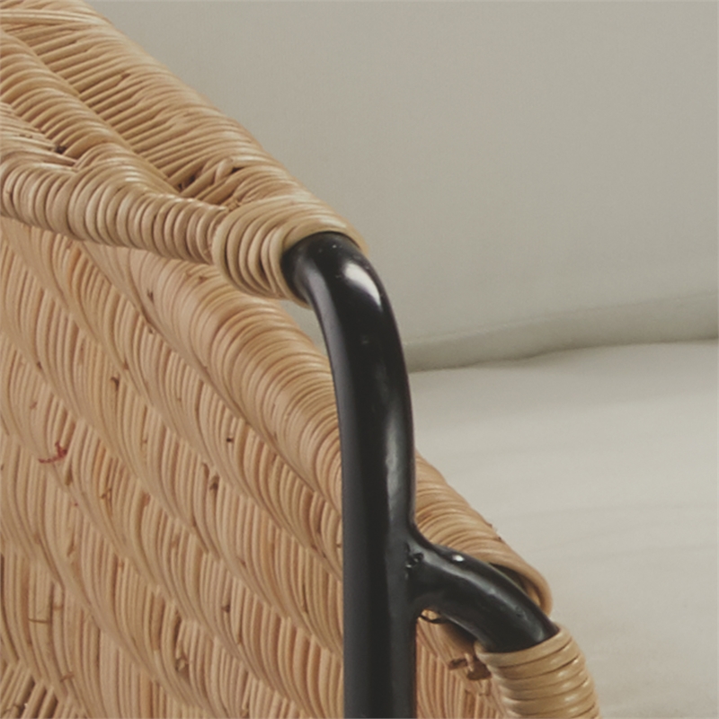 J&D Designs Co Palermo Rattan & Steel Lounge Chair in Natural/Black/Off White