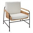 J&D Designs Co Palermo Rattan & Steel Lounge Chair in Natural/Black/Off White