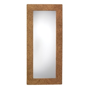 J&D Designs Co Harbor Handwoven Coastal Seagrass Rattan Floor Mirror in Natural
