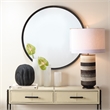 J&D Designs Co Refined Round Transitional Iron Metal Wall Mirror in Black