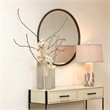 J&D Designs Co Refined Round Transitional Iron Metal Wall Mirror in Black