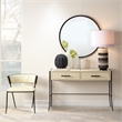 J&D Designs Co Refined Round Transitional Iron Metal Wall Mirror in Black