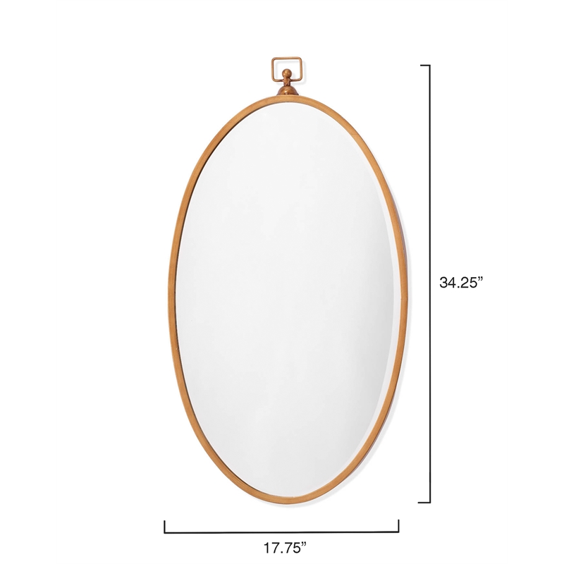 J&D Designs Wade Iron Metal/Engineered Wood Accent Mirror in Antique Brass