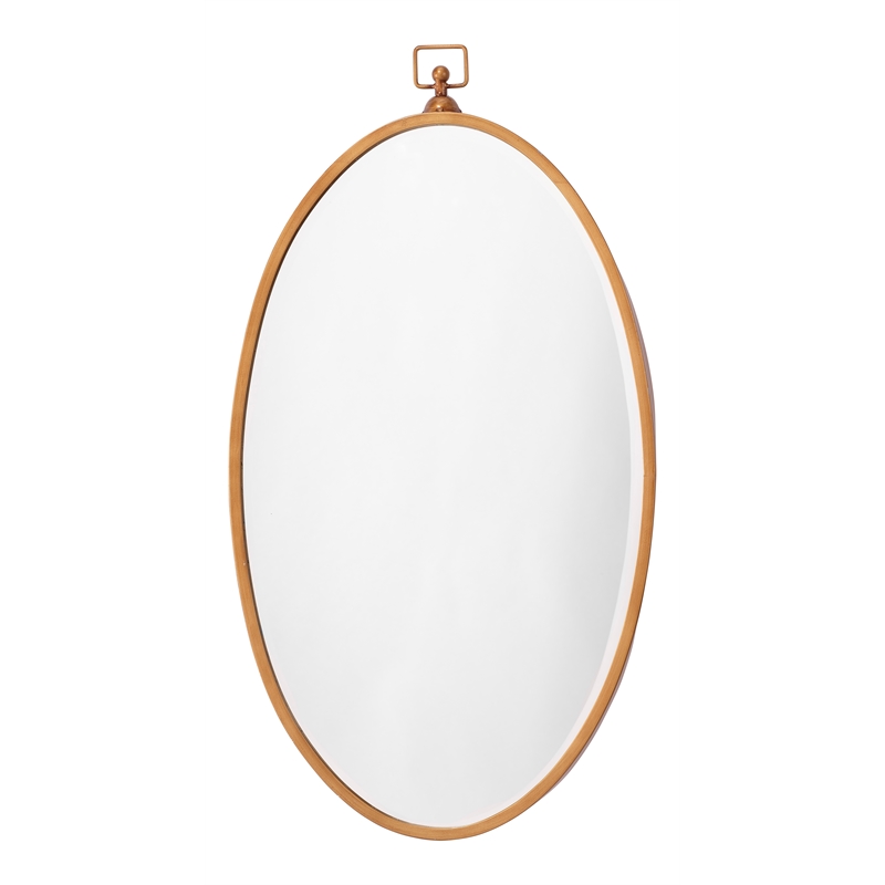 J&D Designs Wade Iron Metal/Engineered Wood Accent Mirror in Antique Brass
