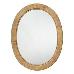 J&D Designs Aloha Coastal Rattan & MDF Wood Accent Mirror in Natural