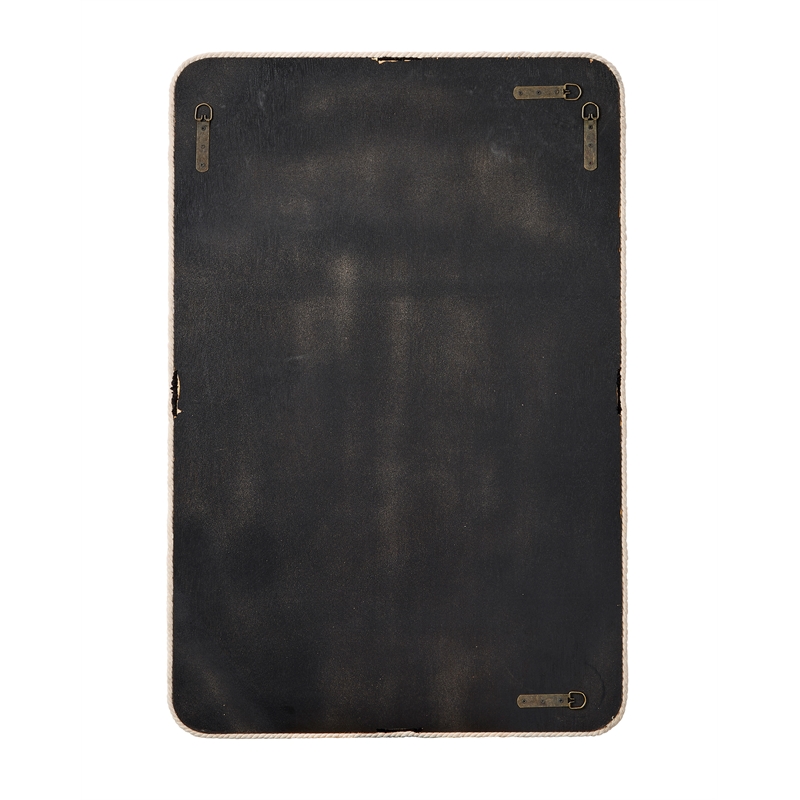 J&D Designs Contrast Jute Rectangle Cotton & MDF Wood Accent Mirror in Black