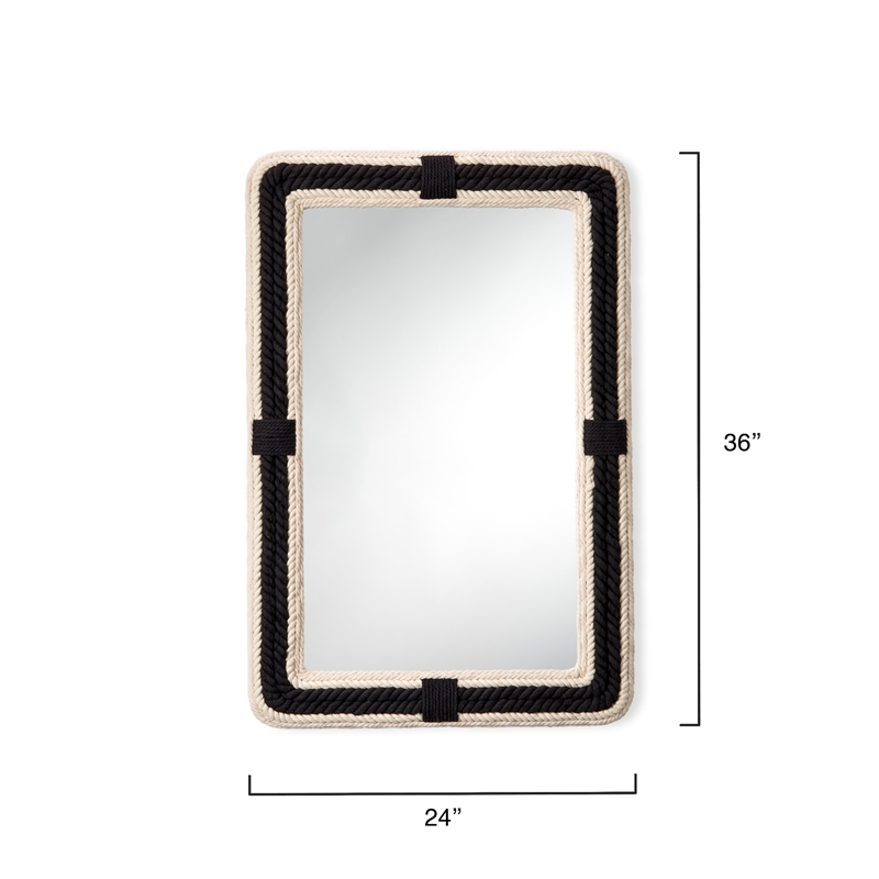 J&D Designs Contrast Jute Rectangle Cotton & MDF Wood Accent Mirror in Black