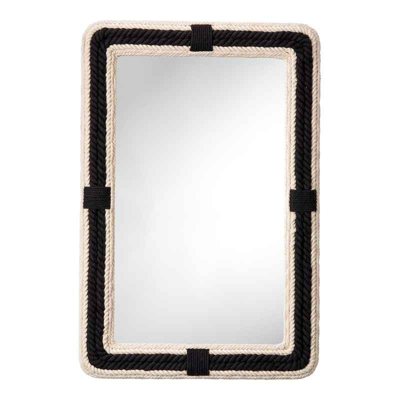 J&D Designs Contrast Jute Rectangle Cotton & MDF Wood Accent Mirror in Black