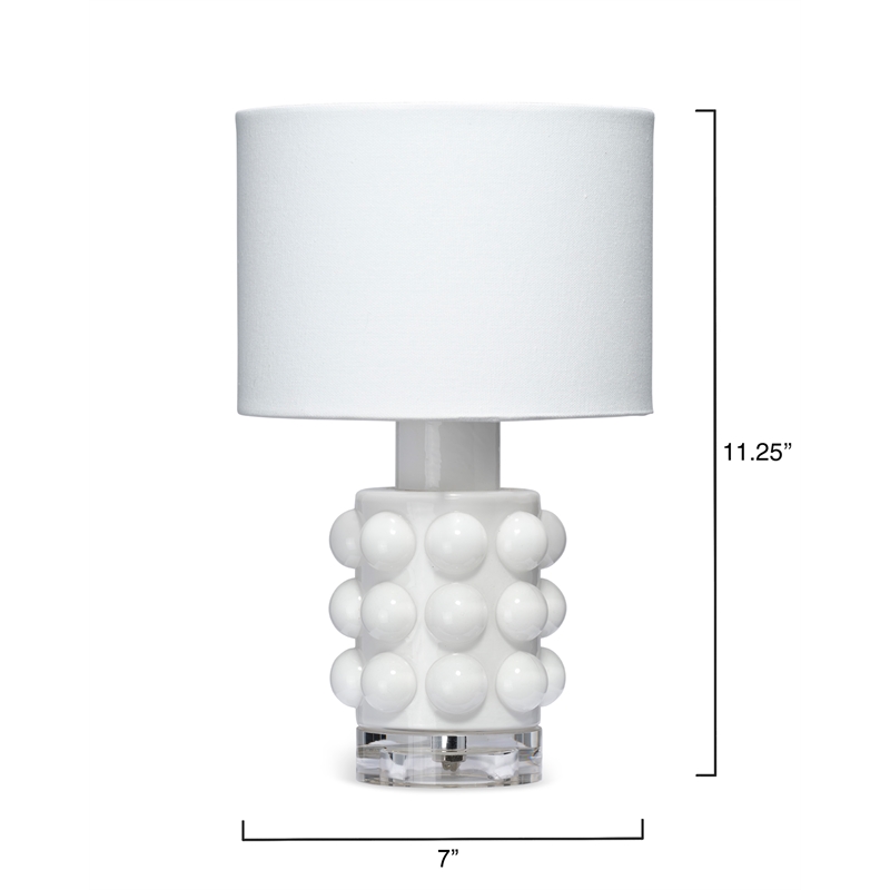 J&D Designs Seltzer Modern Blown Glass & Acrylic Table Lamp in White/Off White